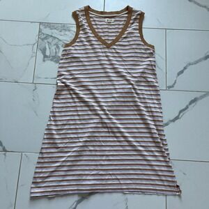 Pact Soho Stripe Softspun A-Line V-Neck Tank Dress organic cotton sz Medium